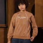 Boys Summer Cotton One Another Crewneck in Camel Black and Grey with contrast piping details
