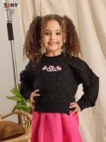 ⁦Little Girls Summer Cotton Heart Crewneck: 3 Sweet Styles⁩ - الصورة ⁦4⁩