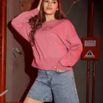 Girls Summer Cotton Minimalist Crewneck in Black Cream and Pink with simple text graphic