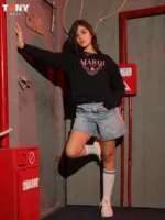 Girls Summer Cotton Mardi Graphic Crewneck