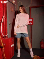 3 Urban Styles: Girls Summer Cotton Crewneck with Sleeve Logo - Image 4